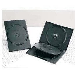 DVD Box 14mm, per 4 DVD, con tray basculante, Nero